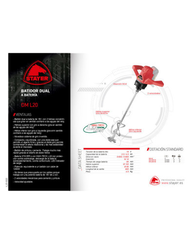 DM L2022 Batidor dual 18V 2.0Ah  Stayer | Sumiteca