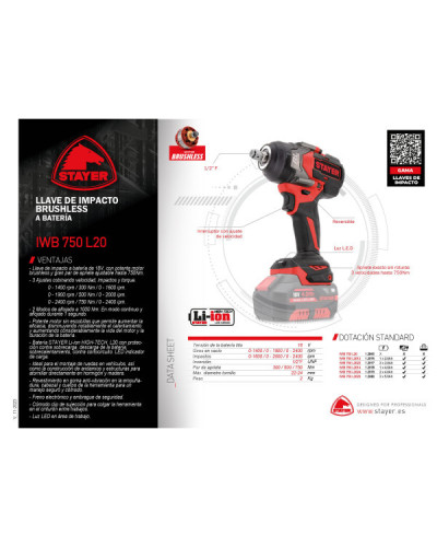 IWB 750 L2014 Llave impacto 18V 4.0Ah  Stayer | Sumiteca