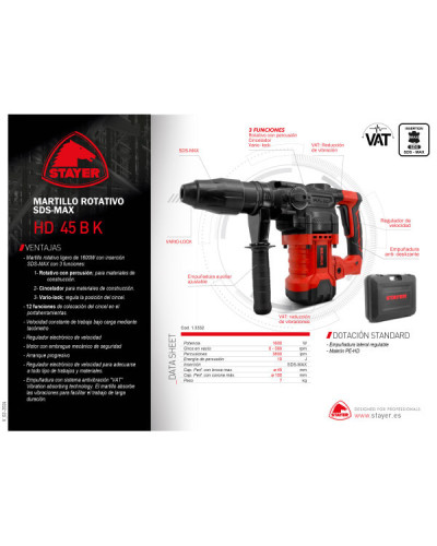 HD 45 BK Martillo rotativo  Stayer | Sumiteca