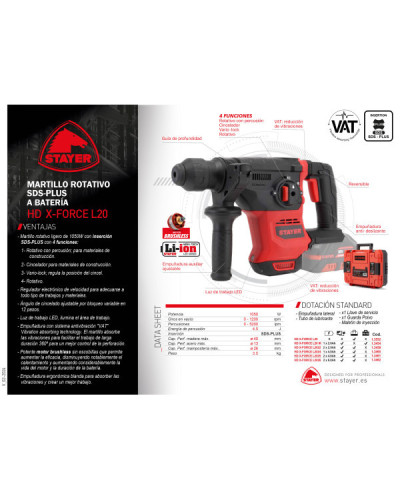 HD X FORCE L2026 Martillo rotativo 6.0Ah  Stayer | Sumiteca