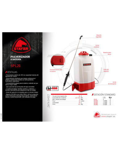 SP L2015 Pulverizador 18V 5.0Ah  Stayer | Sumiteca