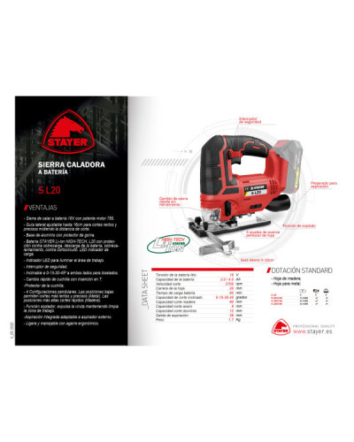S L2024 Sierra caladora 18V 4.0Ah  Stayer | Sumiteca