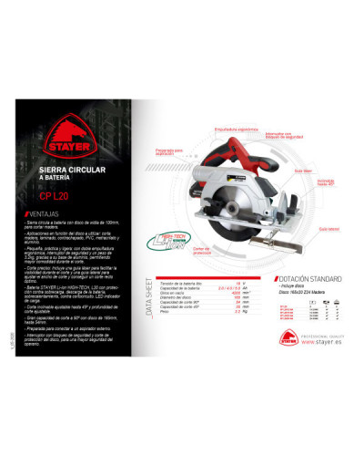 CP L2012 Sierra circular 18V 2.0Ah  Stayer | Sumiteca