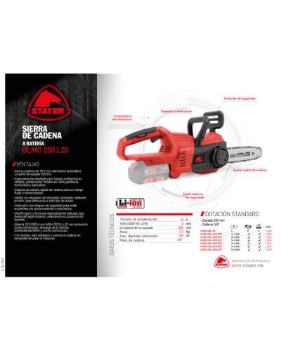 OLMO 250 L2025 Motosierra 18V 5.0Ah  Stayer | Sumiteca