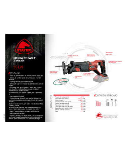SS L2024 Sierra sable 18V 4.0Ah  Stayer | Sumiteca