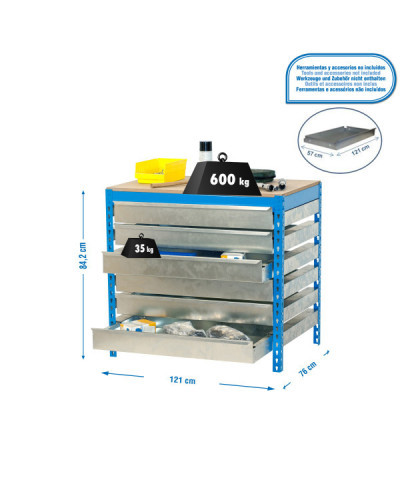 Cajonera para banco BT5 BOX6  Azul | Sumiteca