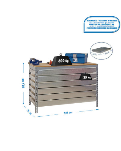 Cajonera para banco BT5 BOX6  Gris | Sumiteca