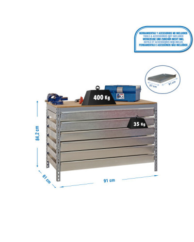 Cajonera para banco BT5 BOX6 900 Gris | Sumiteca