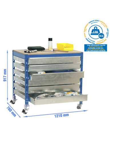 Cajonera móvil para banco BT5 BOX6  Azul | Sumiteca