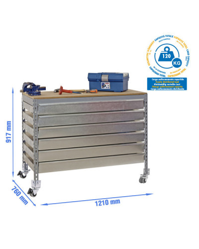 Cajonera móvil para banco BT5 BOX6  Gris | Sumiteca