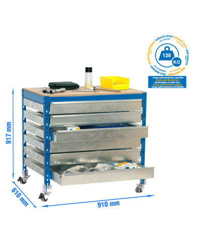Cajonera móvil para banco BT5 BOX6 900 Azul | Sumiteca