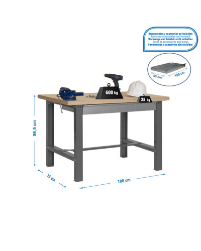 Banco industrial SIMONWORK BT6 MDF 1Box  Gris | Sumiteca