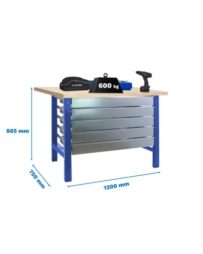 Banco industrial SIMONWORK BT6 MDF 5Box  Azul | Sumiteca