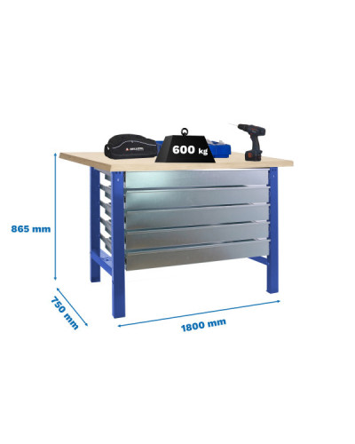 Banco industrial SIMONWORK BT6 MDF 5Box  Azul | Sumiteca