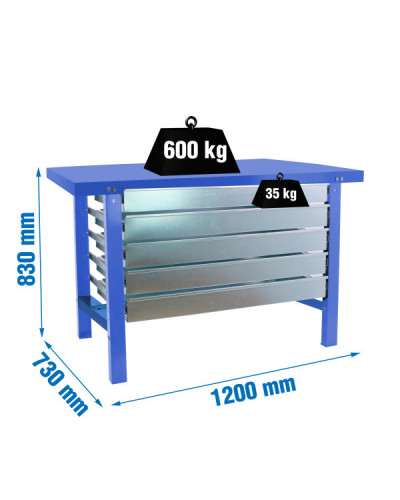 Banco industrial SIMONWORK BT6 Metal 5Box  Azul | Sumiteca