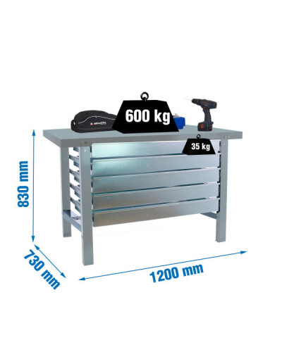 Banco industrial SIMONWORK BT6 Metal 5Box  Gris | Sumiteca