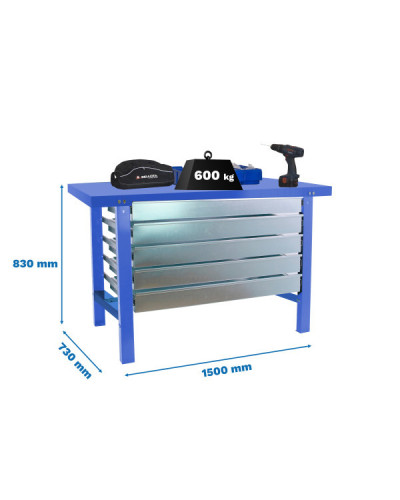 Banco industrial SIMONWORK BT6 Metal 5Box  Azul | Sumiteca
