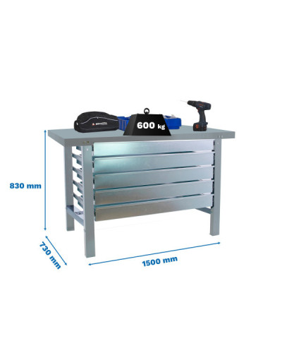 Banco industrial SIMONWORK BT6 Metal 5Box  Gris | Sumiteca