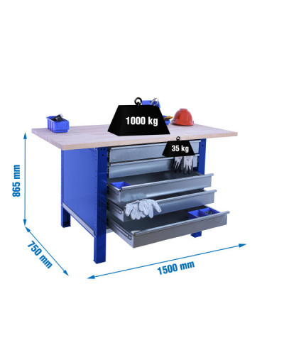 Banco de trabajo BT6 PRO Laminate 5Box  Azul | Sumiteca