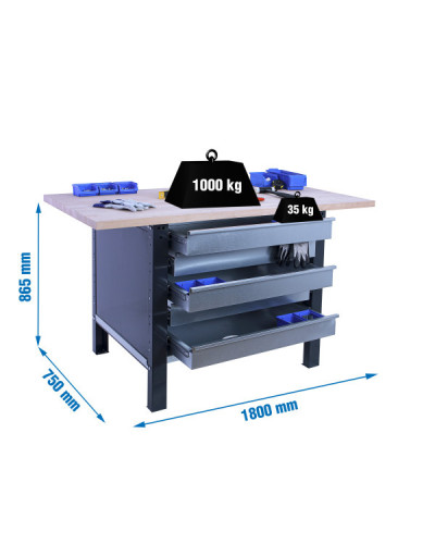 Banco de trabajo BT6 PRO Laminate 5Box   | Sumiteca