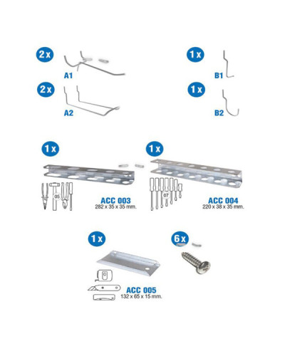 Kit BT-Panel 6 ganchos + 3 accesorios | Sumiteca