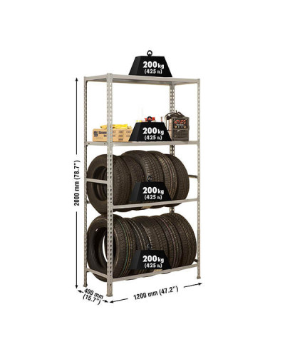 Estantería Garaje MegaPlus 4/400 Gris | Sumiteca