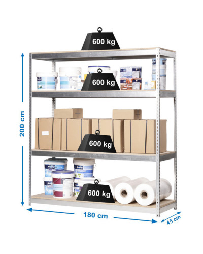Estantería 300 kg/nivel SIMONFORTE 1804-4 | Sumiteca