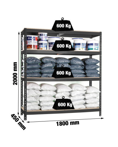 Estantería 300 kg/nivel SIMONFORTE 1804-4 | Sumiteca