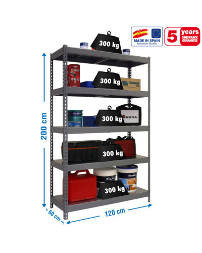 Estantería 300 kg/nivel 1206-5 METAL | Sumiteca