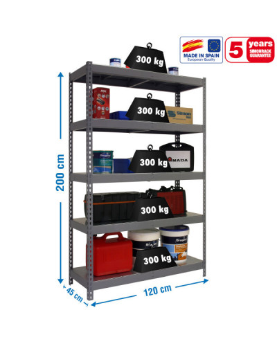 Estantería 300 kg/nivel 1204-5 METAL | Sumiteca