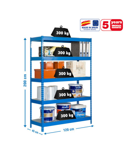 Estantería 300 kg/nivel 1204-5 METAL | Sumiteca