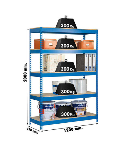 Estantería 300 kg/nivel 1204-5 CHIPBOARD | Sumiteca