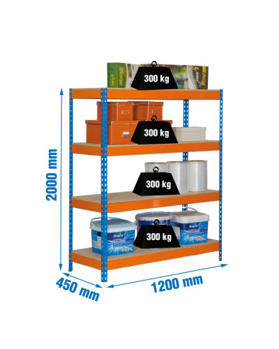 Estantería 300 kg/nivel 1204-4 | Sumiteca