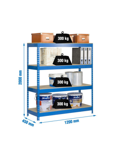 Estantería 300 kg/nivel 1204-4 CHIPBOARD | Sumiteca