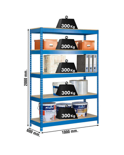 Estantería 300 kg/nivel 1006-5 CHIPBOARD | Sumiteca