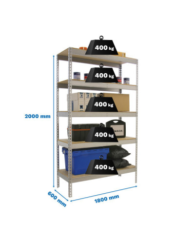 Estantería gran carga 400 kg/nivel 1806-5 | Sumiteca