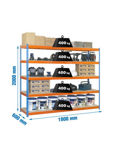 Estantería gran carga 400 kg/nivel 1806-5 | Sumiteca