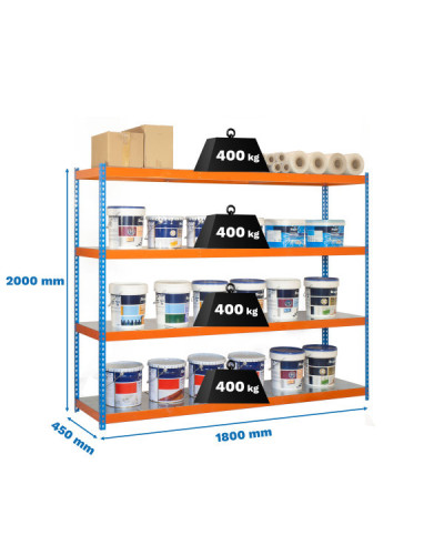 Estantería gran carga 400 kg/nivel 1804-4 | Sumiteca