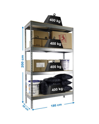Estantería gran carga 400 kg/nivel 1804-4 | Sumiteca