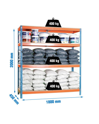 Estantería gran carga 400 kg/nivel 1804-4 | Sumiteca