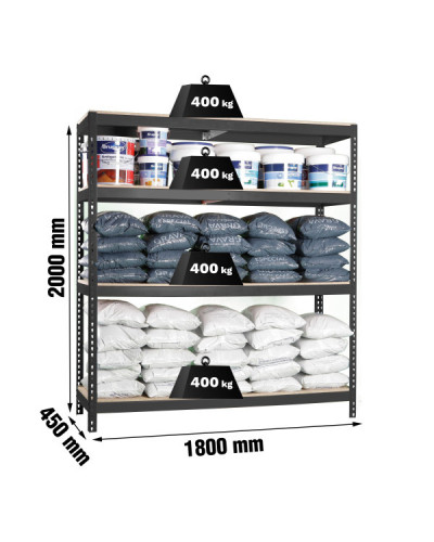 Estantería gran carga 400 kg/nivel 1804-4 | Sumiteca