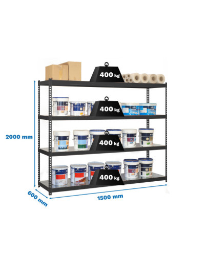 Estantería gran carga 400 kg/nivel 1506-4 METAL | Sumiteca