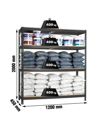Estantería gran carga 400 kg/nivel 1204-4 | Sumiteca