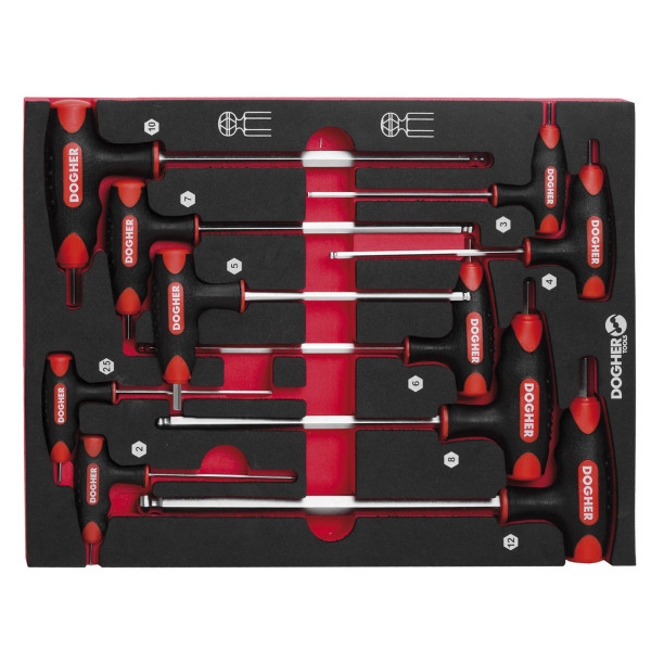 Bandeja 10 Llaves T Hex Redonda Dogher | Sumiteca