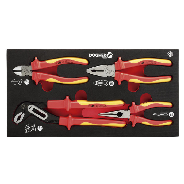 Bandeja 3 Alicates y Tenacilla VDE Dogher | Sumiteca