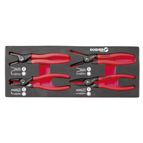 Bandeja 4 Alicates Seeger Pro 180mm Dogher | Sumiteca