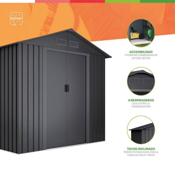 Caseta metal Gotland dark 5.27 m2 Hoggar | Sumiteca