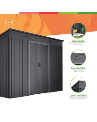 Caseta metal Oulu dark 3,14 m2 Hoggar | Sumiteca