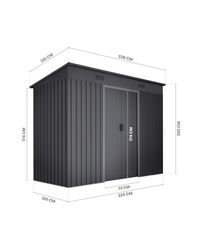 Caseta metal Oulu dark 3,14 m2 Hoggar | Sumiteca