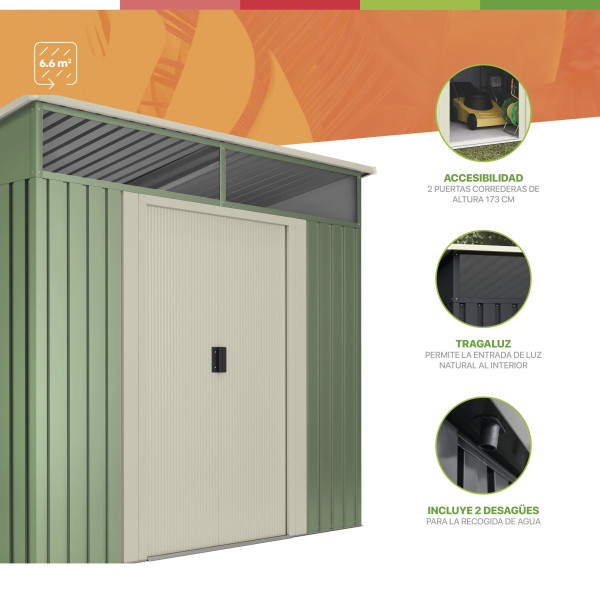 Caseta metal Slevik Leaf 6,6 m2 Hoggar | Sumiteca